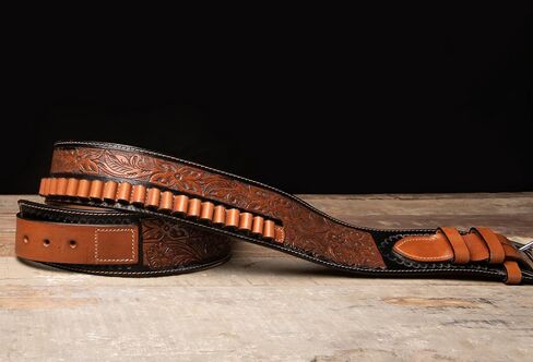 Hulara Full Grain Buff Leather Ammo Belt 22 Cartridge Belt Western Ammo Case Bullet Ammo Loops for Men in Kuwait