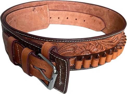 Hulara Full Grain Buff Leather Ammo Belt 22 Cartridge Belt Western Ammo Case Bullet Ammo Loops for Men in Kuwait