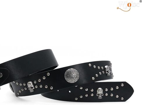 Black Y2k Vintage Belt for Men Women - Punk Cool Chrome Hearts Emo Skull Studded Belts for Jeans in Saudi Arabia