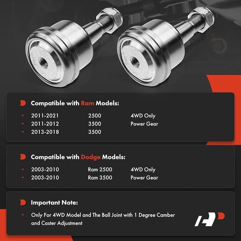 A-Premium 2 x Front Upper Ball Joint, Compatible with Dodge Ram 1500 2006-2008, Ram 2500 2003-2010, Ram 3500 2003-2010 & Ram 2500 2011-2023, 3500 2011-2023 in Saudi Arabia