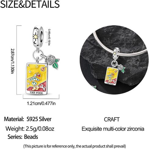 925 Sterling Silver Charms for Bracelets Necklaces 5A Cubic Zirconia Tarot Cards Dangle Pendant,Charms Beads Gifts for Women in Saudi Arabia