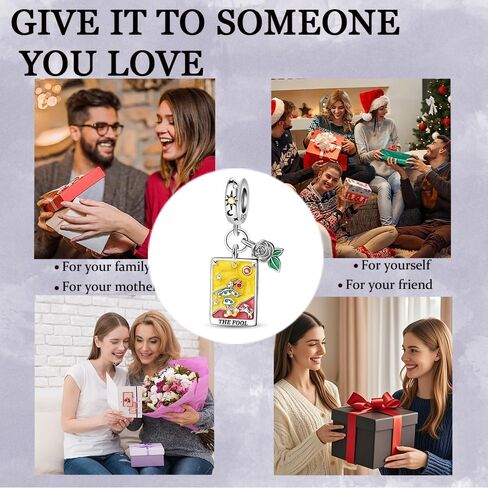 925 Sterling Silver Charms for Bracelets Necklaces 5A Cubic Zirconia Tarot Cards Dangle Pendant,Charms Beads Gifts for Women in Saudi Arabia