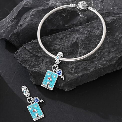 925 Sterling Silver Charms for Bracelets Necklaces 5A Cubic Zirconia Tarot Cards Dangle Pendant,Charms Beads Gifts for Women in Saudi Arabia