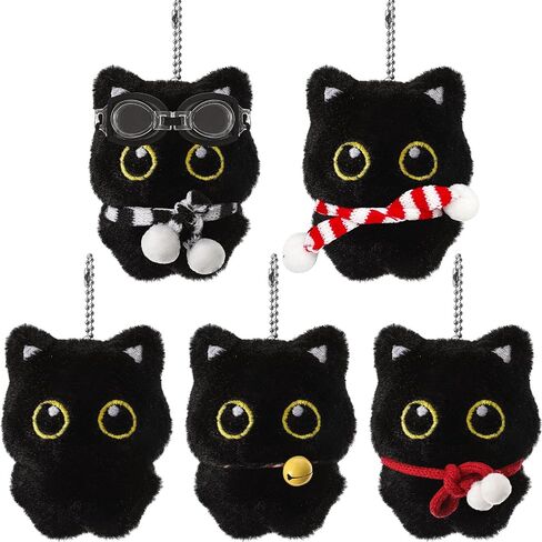 Tondiamo 5 PCS Black Cat Plush keychain bag Charm Cute Kawaii Black Cat Gifts for Handbags Prose Prescipes keychain keychain escors in Kuwait