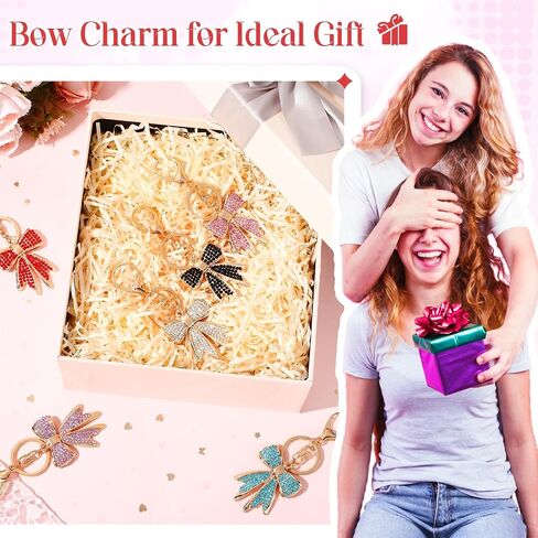 Coquette Bow Keychain Crystal Shiny Diamond Bow Bag Charm Keyring Valentine Key Chain for Women Purse Gift in Saudi Arabia