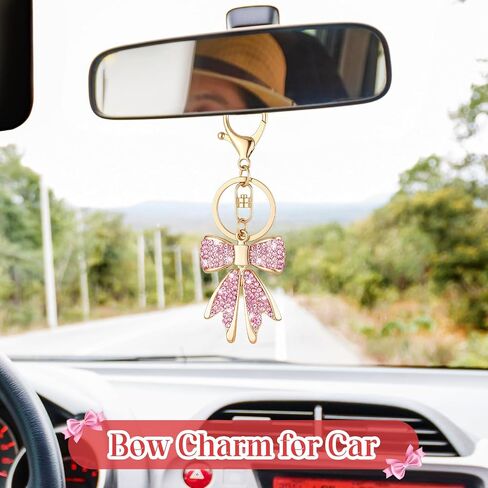 Coquette Bow Keychain Crystal Shiny Diamond Bow Bag Charm Keyring Valentine Key Chain for Women Purse Gift in Saudi Arabia