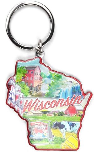 Westmon Works Wisconsin Keychain with Metal Key Ring Souvenir of the Badger State Shaped Gift in Saudi Arabia