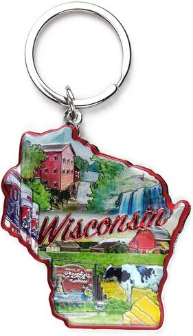 Westmon Works Wisconsin Keychain with Metal Key Ring Souvenir of the Badger State Shaped Gift in Saudi Arabia