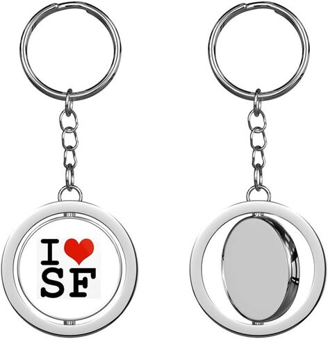 I Heart SF (san Francisco Love ca Fran) Keychain Spinning Round Chrome Metal Key Chain in Saudi Arabia