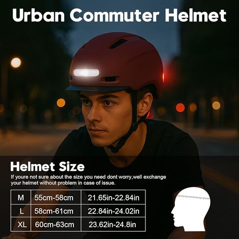 خوذة دراجة Shinmax للرجال والنساء البالغين، خوذة دراجة مع إضاءة أمامية وخلفية LED قابلة لإعادة الشحن عبر USB، خوذة ركوب الدراجات مريحة وقابلة للتعديل مع قناع قابل للفصل لراكبي الدراجات على الطرق الجبلية في المناطق الحضرية in Kuwait