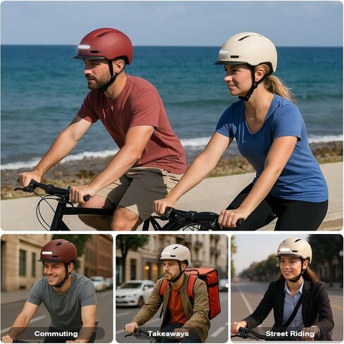 خوذة دراجة Shinmax للرجال والنساء البالغين، خوذة دراجة مع إضاءة أمامية وخلفية LED قابلة لإعادة الشحن عبر USB، خوذة ركوب الدراجات مريحة وقابلة للتعديل مع قناع قابل للفصل لراكبي الدراجات على الطرق الجبلية في المناطق الحضرية in Kuwait