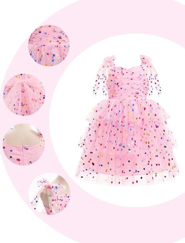 Imekis Toddler Kids Girls Birthdy Dress Tulle Tulle Tulled Tutu Dresses Tea Party Photo Shoot 4-10t in Kuwait