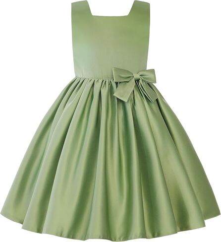 Jerrisapparel Girls Satin Saleveless a-line dress barge back back cleam cleam princess prody party in Kuwait