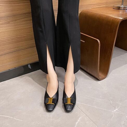 Hipposeus Women Square Toe تضخ أحذية Office Office ذات الكعب المنخفض أقواس حذاء حفلة موسيقية ناعمة in Kuwait