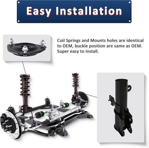 MOSTPLUS Front Struts Shocks Coil Spring Strut Assembly Compatible for 2003 2004 2005 Honda Civic 1.7L Gas172186 172185 Shock Absorber in Saudi Arabia