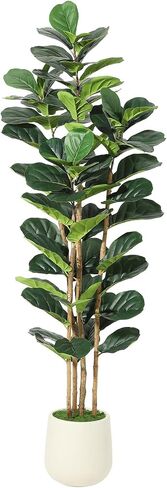 5FT Artificial Fiddle Leaf Fig Tree - Faux Rubber Tree with White Pot - Tall Fake Floor Plant with 56 Leaves - Artificial Plant for Home Decor Indoor Office Living Room in Saudi Arabia