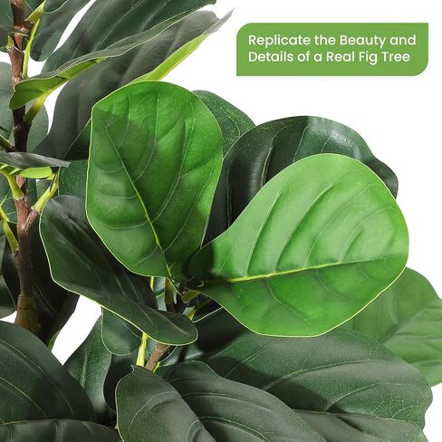 5FT Artificial Fiddle Leaf Fig Tree - Faux Rubber Tree with White Pot - Tall Fake Floor Plant with 56 Leaves - Artificial Plant for Home Decor Indoor Office Living Room in Saudi Arabia