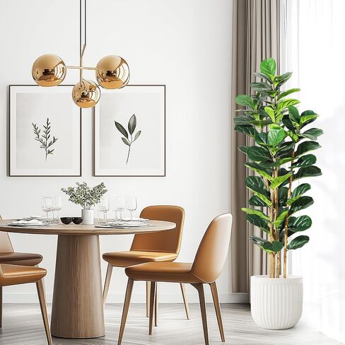 5FT Artificial Fiddle Leaf Fig Tree - Faux Rubber Tree with White Pot - Tall Fake Floor Plant with 56 Leaves - Artificial Plant for Home Decor Indoor Office Living Room in Saudi Arabia