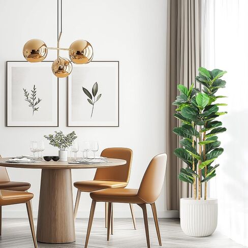5FT Artificial Fiddle Leaf Fig Tree - Faux Rubber Tree with White Pot - Tall Fake Floor Plant with 56 Leaves - Artificial Plant for Home Decor Indoor Office Living Room in Saudi Arabia