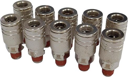 مقرنة هواء FNPT مقاس 1/4 بوصة من COSMOSTAR Industries - حجم تدفق 1/4 بوصة وخيط ذكر NPT مقاس 1/4 بوصة، مقرنة توصيل سريعة من النوع الصناعي مع مانع تسرب مطبق مسبقًا (1/4 بوصة CMNPT، 1 جهاز كمبيوتر) in Kuwait