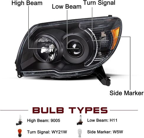 مجموعة المصباح الأمامي JSBoyat متوافق مع 2006-2009 Toyota 4runner ، 4th Gen 4runner Projector Driver & Passenger Side (Chrome Housing with Amber Reflector) in Kuwait