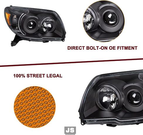 مجموعة المصباح الأمامي JSBoyat متوافق مع 2006-2009 Toyota 4runner ، 4th Gen 4runner Projector Driver & Passenger Side (Chrome Housing with Amber Reflector) in Kuwait