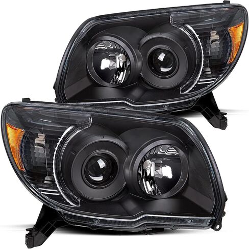 مجموعة المصباح الأمامي JSBoyat متوافق مع 2006-2009 Toyota 4runner ، 4th Gen 4runner Projector Driver & Passenger Side (Chrome Housing with Amber Reflector) in Kuwait