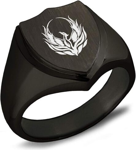 Stainless Steel Greek Mythology Phoenix Shield Biker Style Polished Ring in Saudi Arabia