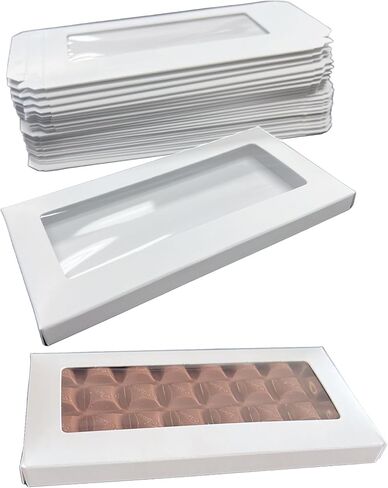 Made in USA - 25 Boxes - Chocolate Bar Boxes - Cello Window - Food Safe in Saudi Arabia