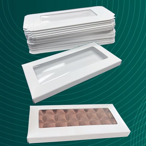 Made in USA - 25 Boxes - Chocolate Bar Boxes - Cello Window - Food Safe in Saudi Arabia