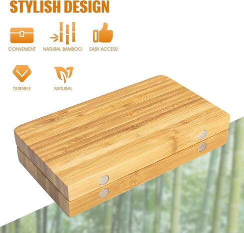 Elegant Bamboo Storage Box with Removable Tray and Glass Jars - Perfect for Tea, Coffee, and Small Items Stylish Decorative Organizer with Magnetic Lid - Ideal Gift for Home or Office Use in Kuwait