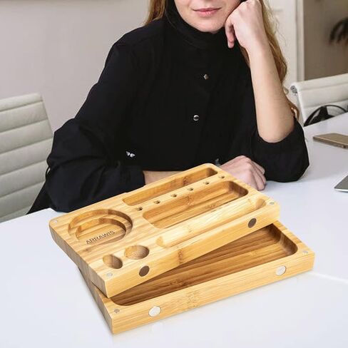 Elegant Bamboo Storage Box with Removable Tray and Glass Jars - Perfect for Tea, Coffee, and Small Items Stylish Decorative Organizer with Magnetic Lid - Ideal Gift for Home or Office Use in Kuwait