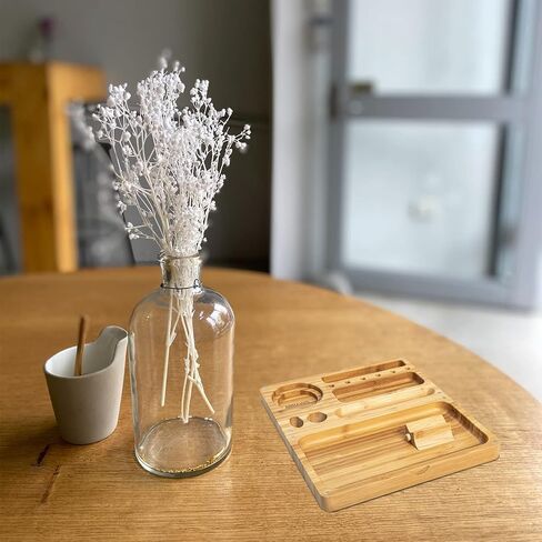 Elegant Bamboo Storage Box with Removable Tray and Glass Jars - Perfect for Tea, Coffee, and Small Items Stylish Decorative Organizer with Magnetic Lid - Ideal Gift for Home or Office Use in Kuwait