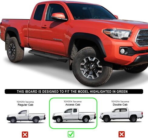HD Ridez Hybrid Rocker Steps Steel Armor متوافق مع Toyota Tacoma 2005-2023 CAB Extended Access Cab (Nerf Bar Side Steps Side Bars) in Kuwait