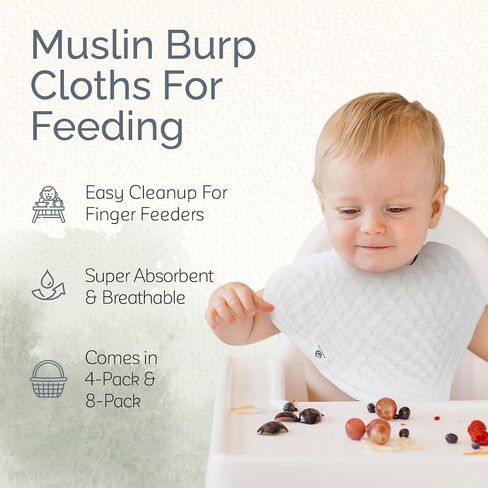 KiddyCare Organic Muslin Baby Bibs for Girls and Baby Bibs for Boys 0-6 Months | Baby Bandana Bibs, Super Soft Baby Bibs for Drooling and Teething, Muslin Bib, Baby Bibs for Boy and Girl, 4-Color Pack in Saudi Arabia
