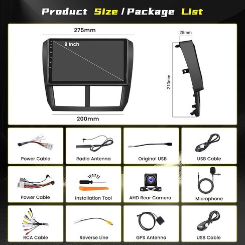 [8-Core 4+64G] ستيريو سيارة Ohradio Android 13 لسيارة Subaru Forester Impreza WRX STI 2008-2012، راديو CarPlay اللاسلكي Android Auto، شاشة لمس 9 بوصات راديو السيارة GPS Mirror Link WiFi كاميرا احتياطية BT FM RDS in Saudi Arabia