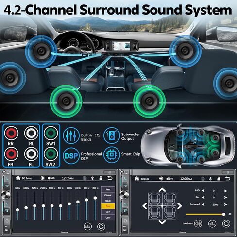 استريو مزدوج سيارة Din Din مع Carplay Apple اللاسلكي و Android Auto ، Bluetooth 5.3 تشغيل السيارة ، MirrorLink ، 7 "HD شاشة اللمس ، الكاميرا الاحتياط in Kuwait