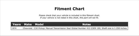 Front Manual Transmission Seal Compatible With Chevrolet C30 Pickup 1974 P-2560027 in Saudi Arabia