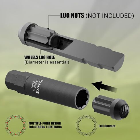 10 Spline Lug Nut Socket, Replacement for TA20-17/19, Compatible with Bimecc 10 Spline Lug Key, for Removing 10 Point Lug Nut Key for Truck Large SUV with 13/16 and 7/8 Hex Drive, CR-MO in Saudi Arabia