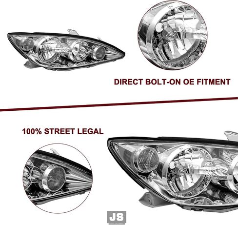 JSBOYAT Headlight Assembly Replacement for 2005 2006 Toyota Camry LE XLE SE Driver and Passenger Side (Chrome Housing & Amber Reflector) in Saudi Arabia