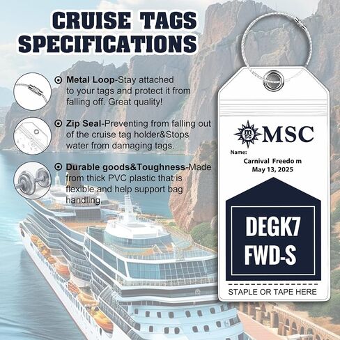 50-Pack Cruise Luggage Tags for Travel Must-Have on Cruises, Compatible with NCL, Princess, Carnival, and Royal Caribbean (Cruise Necessities) in Saudi Arabia