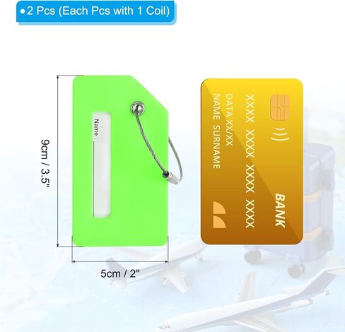 PATIKIL Initial Luggage Tags, 2 Pcs Silicone Suitcase Tag Identifier ID Card Holder Unique Luggage Name Tags with Stainless Steel Loop, Letter M, Green in Saudi Arabia