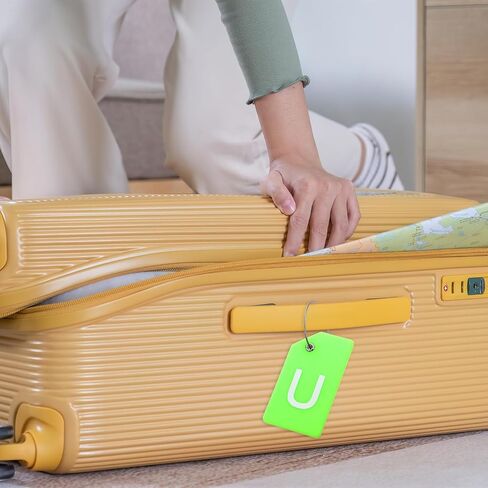 PATIKIL Initial Luggage Tags, 2 Pcs Silicone Suitcase Tag Identifier ID Card Holder Unique Luggage Name Tags with Stainless Steel Loop, Letter M, Green in Saudi Arabia