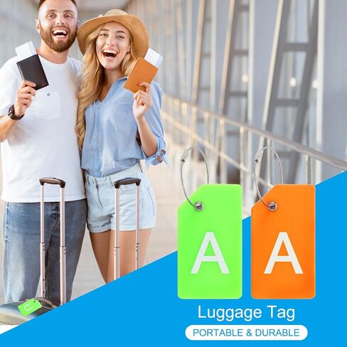 PATIKIL Initial Luggage Tags, 2 Pcs Silicone Suitcase Tag Identifier ID Card Holder Unique Luggage Name Tags with Stainless Steel Loop, Letter M, Green in Saudi Arabia