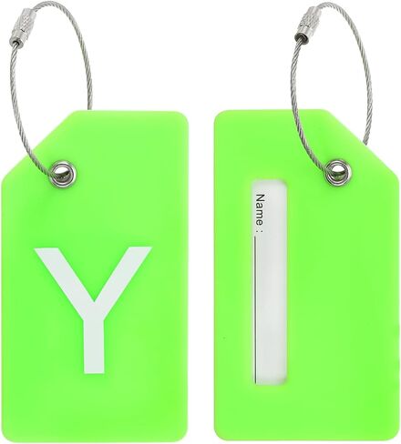 PATIKIL Initial Luggage Tags, 2 Pcs Silicone Suitcase Tag Identifier ID Card Holder Unique Luggage Name Tags with Stainless Steel Loop, Letter M, Green in Saudi Arabia