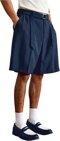 Verdusa Men's Straight Leg Belted Dressy Shorts Summer Knee Length Shorts in Saudi Arabia