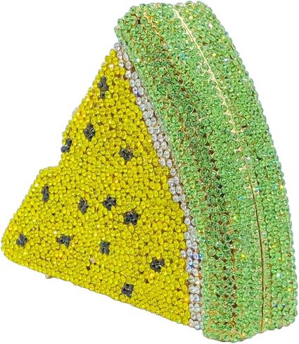 Novelty 3D Pizza Shape Women Crystal Clutch Evening Bag Party Prom Dinner Rhinestone Clutch Purses and Handbags,Mini in Kuwait