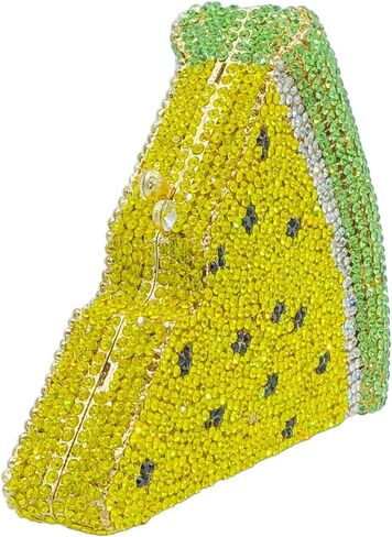 Novelty 3D Pizza Shape Women Crystal Clutch Evening Bag Party Prom Dinner Rhinestone Clutch Purses and Handbags,Mini in Kuwait