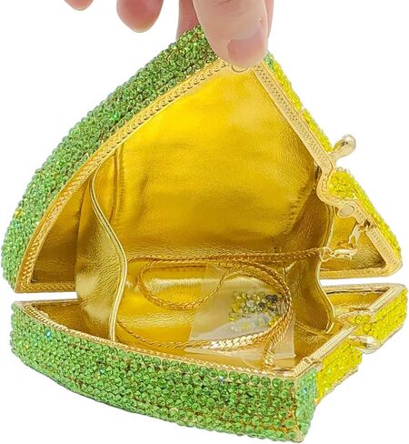Novelty 3D Pizza Shape Women Crystal Clutch Evening Bag Party Prom Dinner Rhinestone Clutch Purses and Handbags,Mini in Kuwait