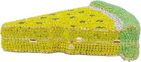 Novelty 3D Pizza Shape Women Crystal Clutch Evening Bag Party Prom Dinner Rhinestone Clutch Purses and Handbags,Mini in Kuwait